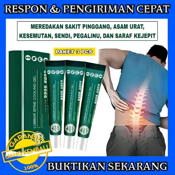 Paket isi 3 Pcs Lumbar Spine Cooling Gel Krim PeredaNyeri Pinggang Lutut Dan Tulang 0