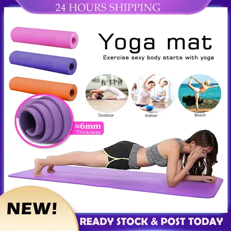 Thick Non-Slip Yoga Mat – 60x25x1.5cm, Knee & Elbow Support, Pilates, Body Alignment Markings