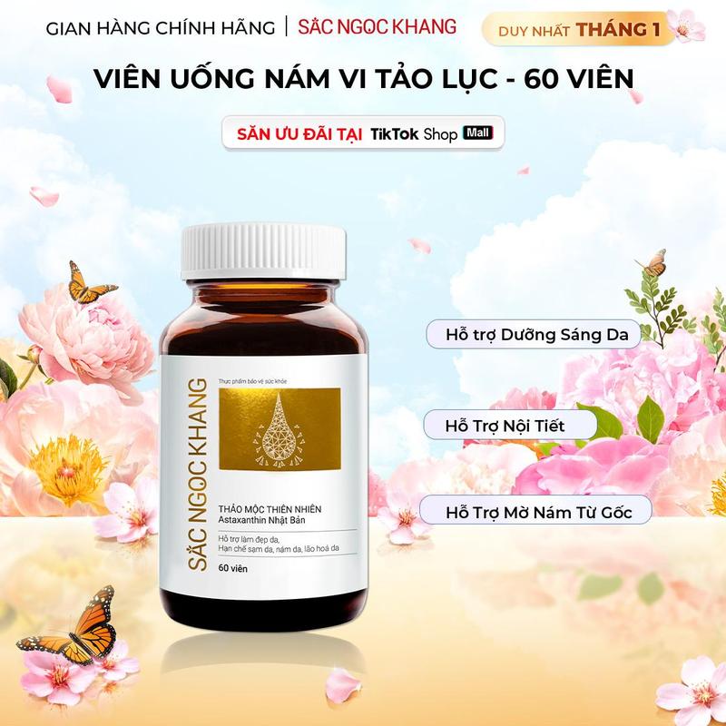 Viên Uống Dưỡng Da Sắc Ngọc Khang Vi Tảo Lục 60 Viên - Hỗ Trợ Các Vấn Đề Lão Hóa Nám Sạm Tàn Nhang