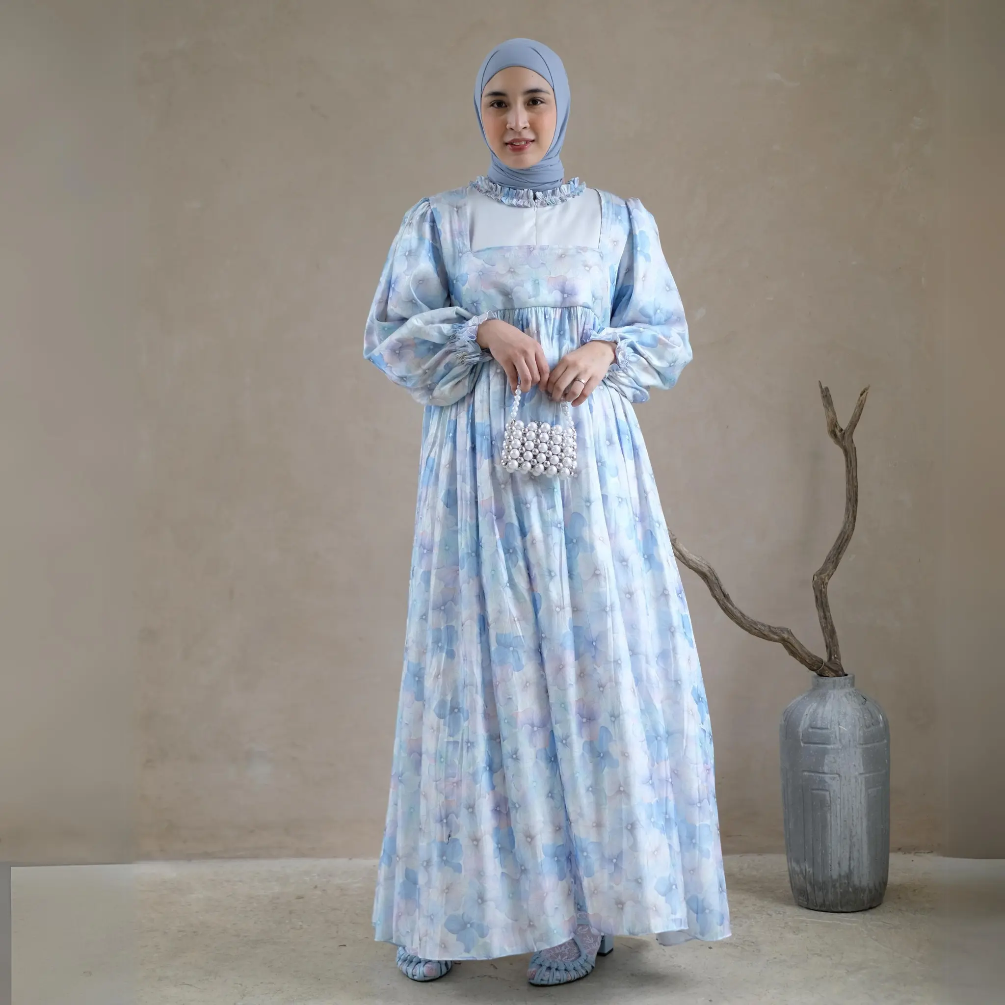 Eclemix Dress Rula | Dress Wanita Baby Doll Vintage Muslim Gamis | Gaun Mewah Kondangan
