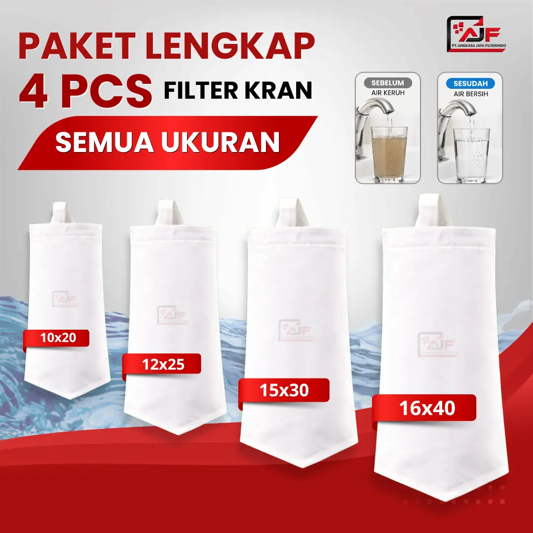 Paket Lengkap Filter Kran Air 4 PCS Semua Ukuran Penyaring Air Kotor Jadi Jernih