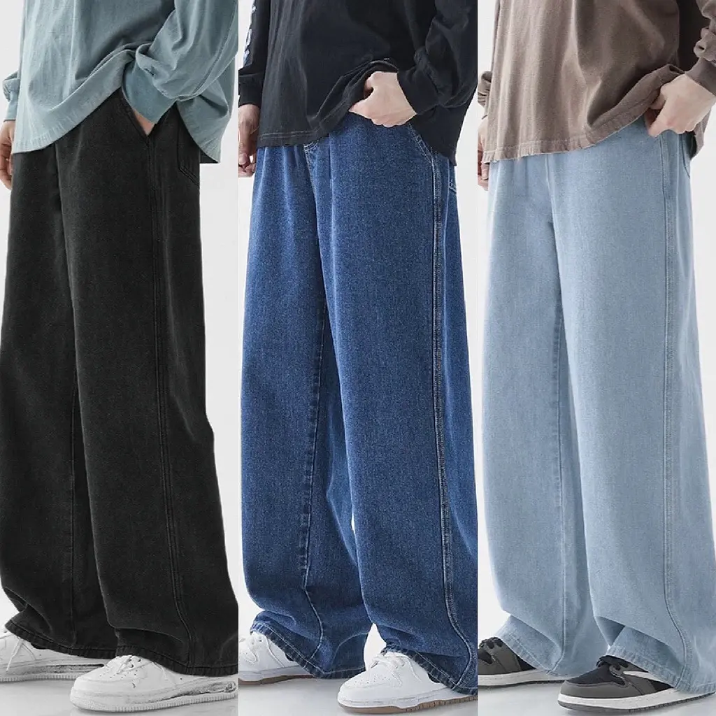 MAY様 Maong Pants For Men Straight Leg Denim Jeans Korean Style Fashion