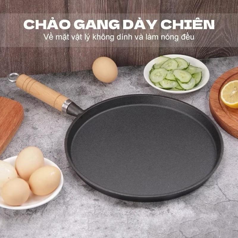 Chảo Gang Chống Dính 20cm - Chảo Gang làm Bánh, xào, rán dùng mọi loại bếp