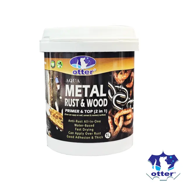 Aqua Metal Rust TOP& Primer Otter / Anti Karat Cat Besi (Utk Besi dan Kayu) / ANTI-RUST / WATER-BASED / CEPAT KERING / BOLEH TERUS CAT ATAS TEMPAT KARAT / Alat Pintu 280ML & 1L