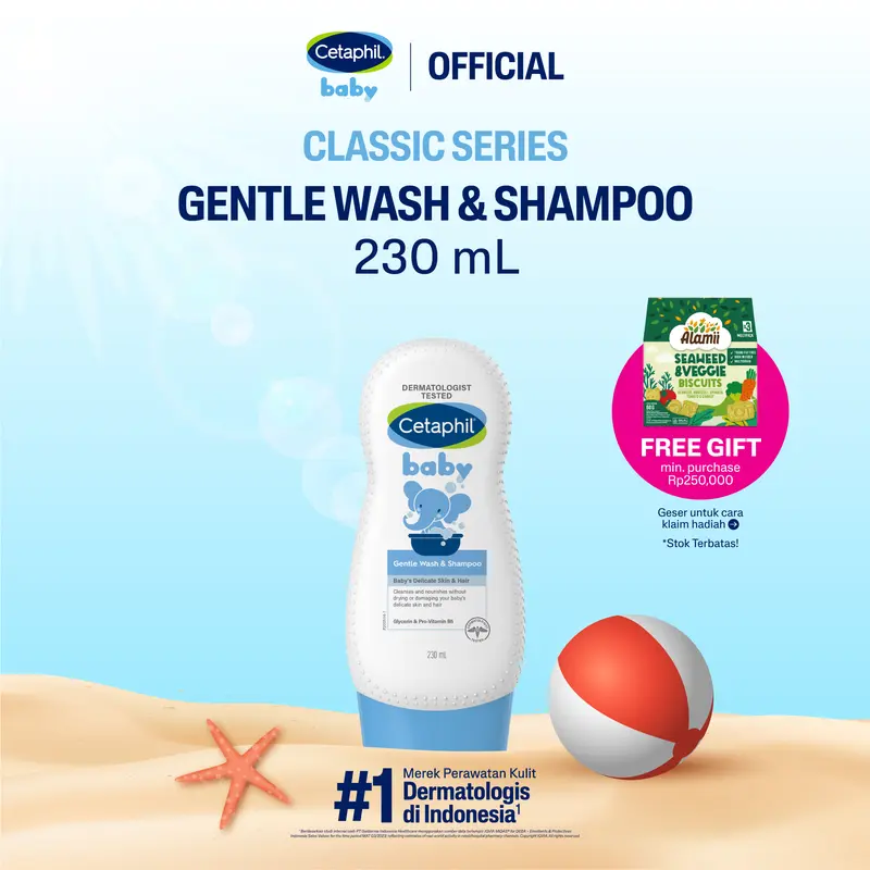 Cetaphil Baby Gentle Wash & Shampoo 230ml dengan Glycerin dan Panthenol Sabun Mandi dan Shampo untuk Perawatan Kulit Bayi 0