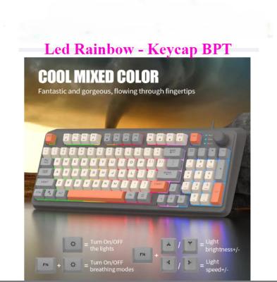 Bàn phím chơi Game có dây Led Rainbow - Keycap BPT - Phím cực êm không có tiếng…