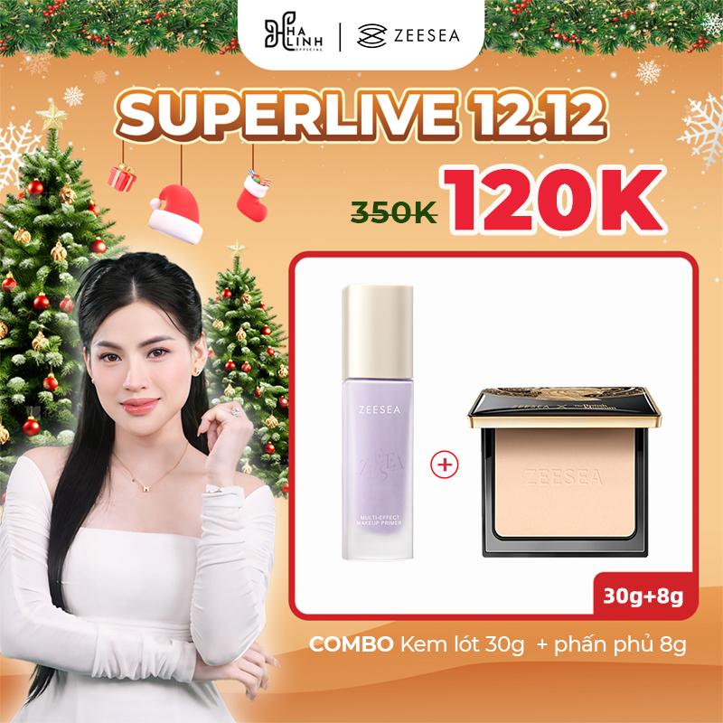 "CFV"[VÕ HÀ LINH x ZEESEA]  COMBO Kem lót 30g + Phấn phủ  8g  Zeesea Dưỡng Ẩm Làm Sáng Tông Màu
