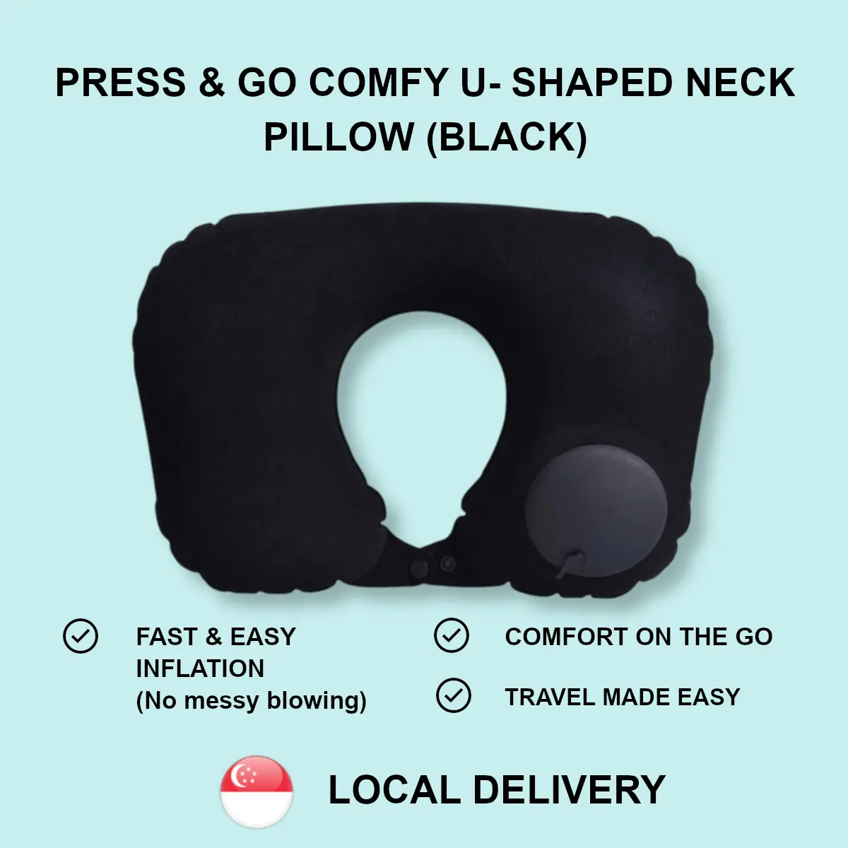 (SG Stock) HH PRESS & GO COMFY U- SHAPED NECK PILLOW