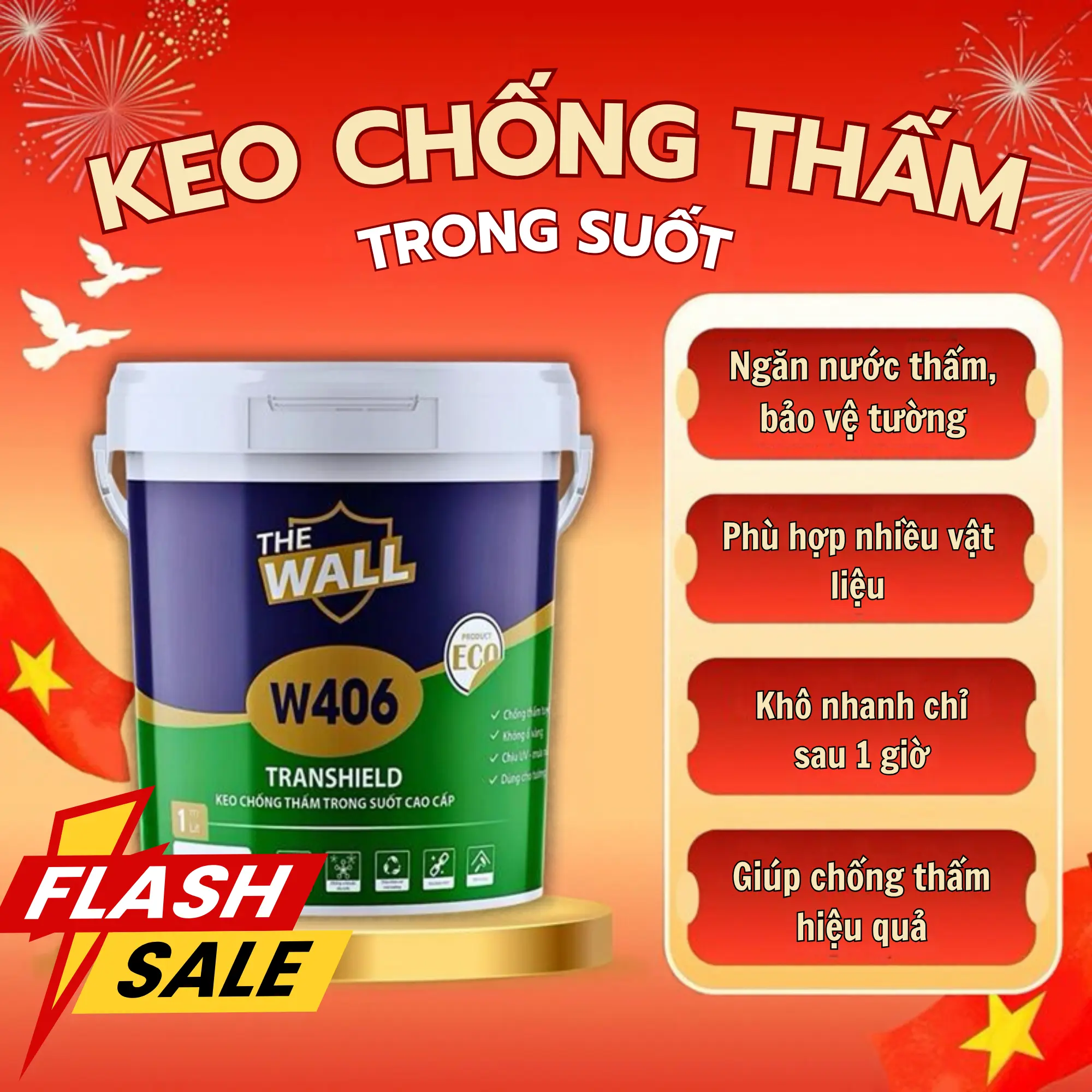 [Tặng kèm chổi quét] Keo chống thấm nước Trong suốt - An Tường Shop