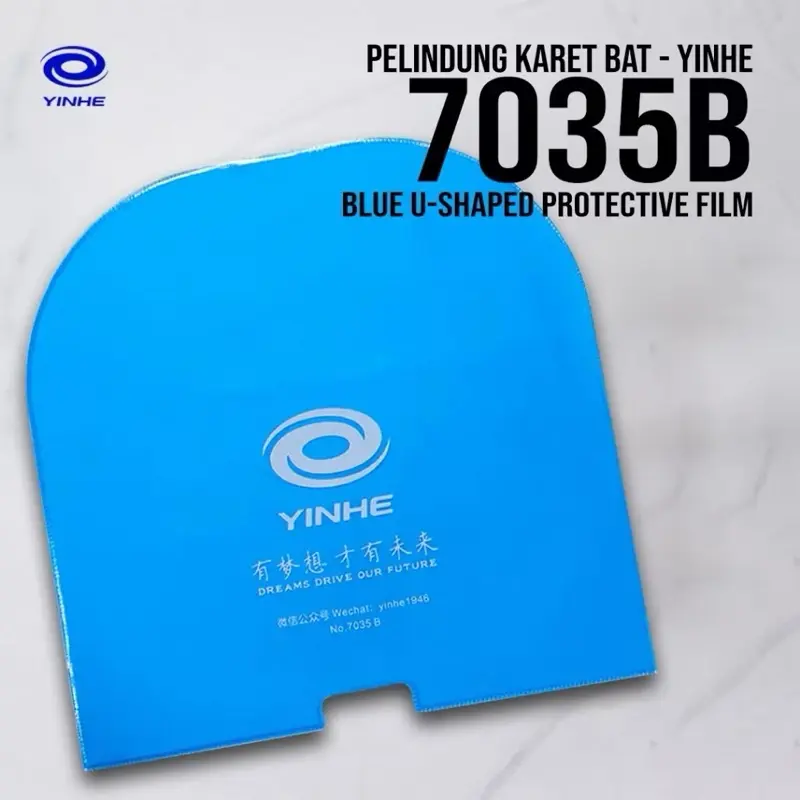 Rubber Protector Pelindung Karet Bet Pingpong Tenis Meja YINHE BLUE U-SHAPED PROTECTIVE FILM 7035B Isi 1 Pcs Original