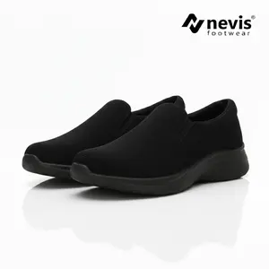 NEVIS Sepatu Slip On Casual Pria Wanita Clayton Jumbo Big Size 36-49 Sneakers Slop Kerja Sekolah Kasual Full Black Hitam