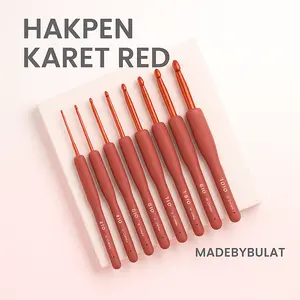MADEBYBULAT - HAKPEN ALAT RAJUT RED SERIES SOFT HANDLE KARET CROCHET HOOK PREMIUM QUALITY
