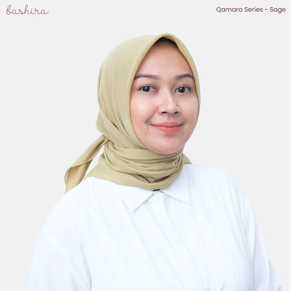 Bashira Hijab - Qamara Series - Sage (Hijab Polos Segi Empat - Paris Premium)