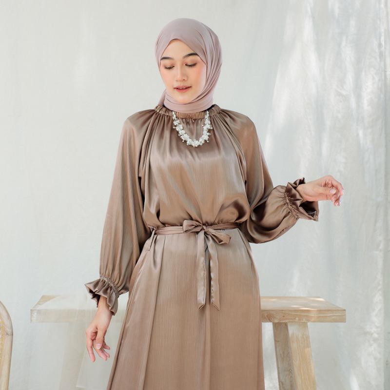 FIT XL-XXL (dress-cradenza) luna • luna dress bahan cradenza premium - dress shimmer terbaru - tidak menerawang 2
