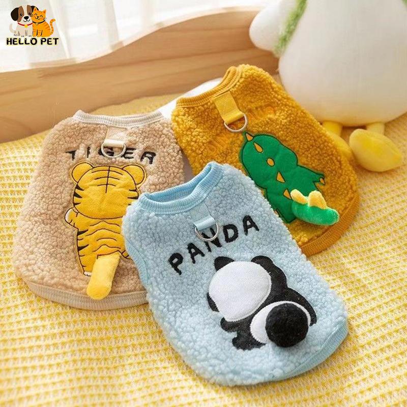 Quần áo Thú Cưng, dành cho chó và mèo, Thích hợp cho chó Nhỏ và Cỡ Vừa, nhung dày, với thiết kế gấu Teddy, áo vest và áo len, giữ ấm cho mùa thu và mùa đông