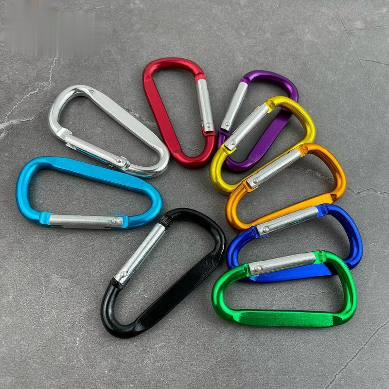 2 Móc Khóa Nhôm D Dẹp 6cm - Chiệu Tải Tốt, Nhôm Dày Móc Ba Lô, Móc Treo Câu Cá, Móc Lò Xo Đẹp DIY Carabiner Lò Xo