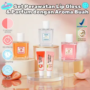 Hegerbaby Berryblush Warna Natural Lip Gloss + LittleWhisper Cologne Baby Perfume  -  Anti Lengket, Riasan Melembapkan & Parfum Unisex - Aroma Tahan Lama
