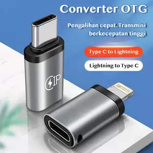 Converter Lightning to Type C / Type C to Lightning USB OTG Mini Adapter for iPhone Android atau iOS Support Fast Charging Konverter Sambungan Kabel Charger Extension Hub USB