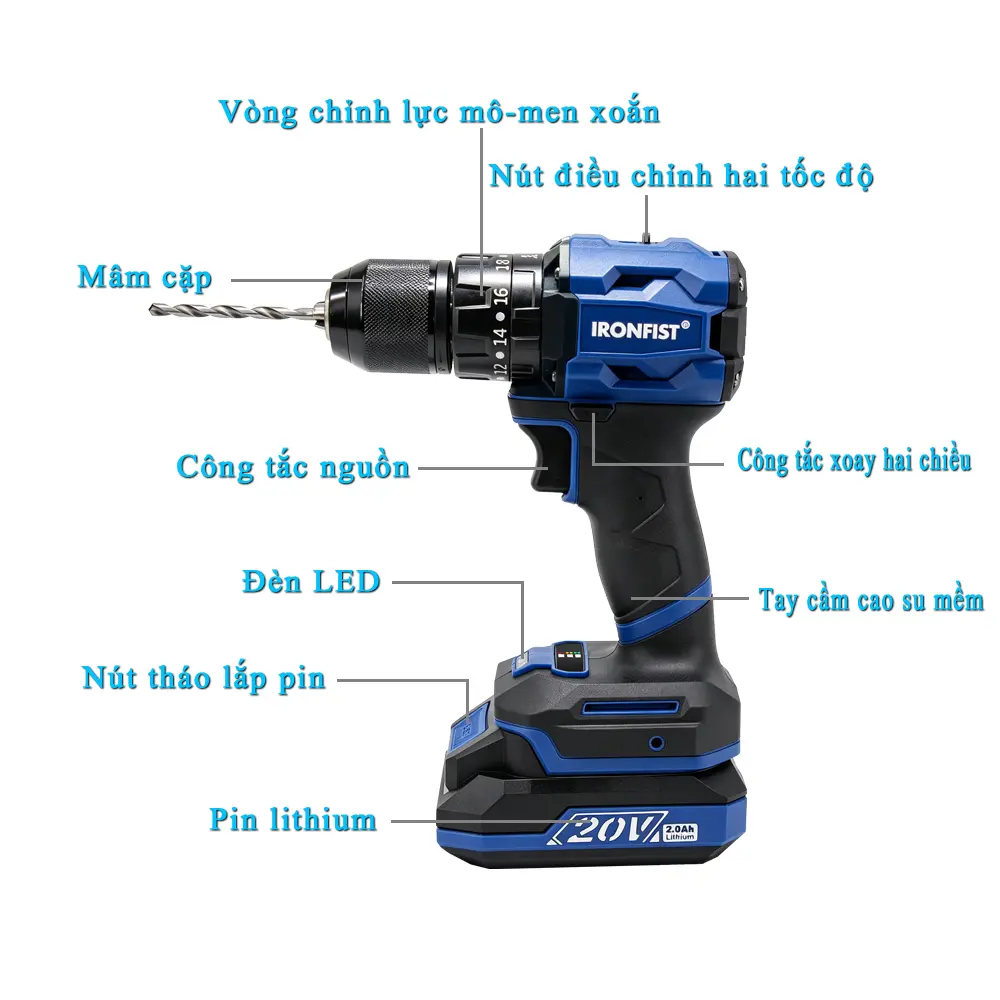 【Mới】IRONFIST Máy khoan không dây, 13mm Mô tơ không chổi than, 60NM, 1/2" Chuck, Dạng nhỏ gọn, Bộ dụng cụ | BigBuy360 - bigbuy360.vn 【Mới】IRONFIST Máy khoan không dây, 13mm Mô tơ không chổi than, 60NM, 1/2" Chuck, Dạng nhỏ gọn, Bộ dụng cụ | BigBuy360 - bigbuy360.vn