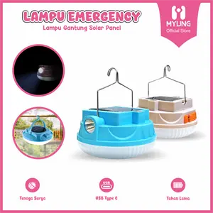 MYUNG Lampu Darurat LED Emergency UFO Senter Solar Panel Lampu Camping Super Terang Led Gantung Lampu Taman Outdoor Lampu Tenaga Surya Khusus Mati Listrik 300w 400w 500w