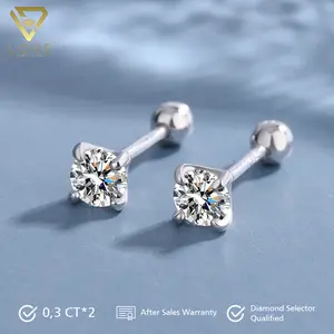Anting Moissanite Lapis Emas Putih 18K - Simple Shaped Moissanite Earrings 0.3 CT / 0.5 CT - Lore Jewellery