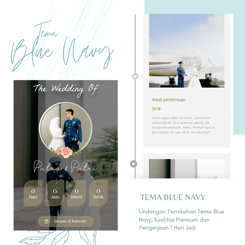Undangan Pernikahan Tema Blue Navy Mewah | 1 Hari Jadi Spesial 0