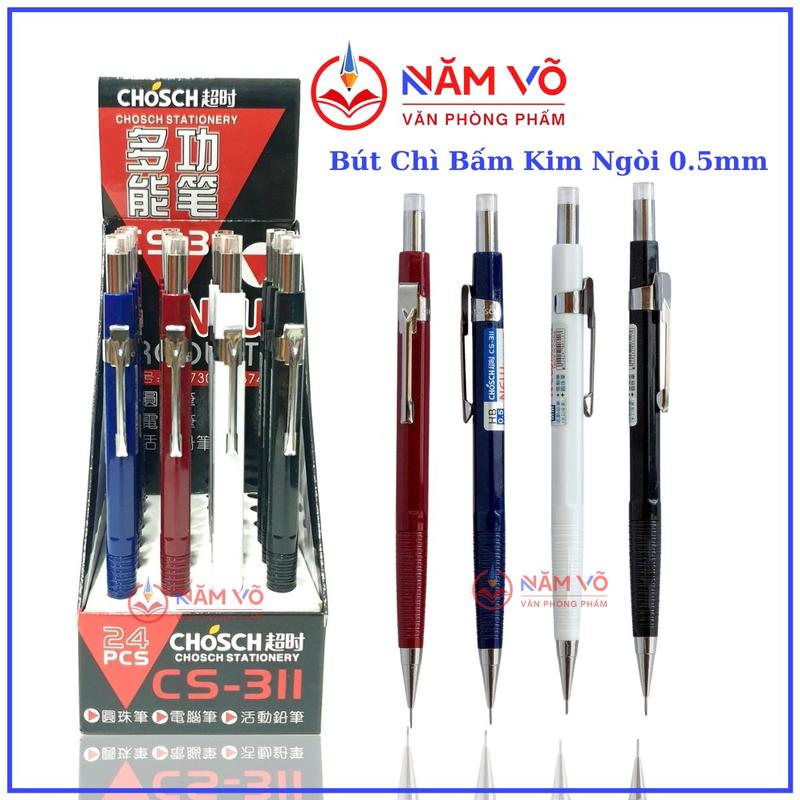 (CS311) COMBO 2 Cây Bút Chì Kim Bấm - Viết Chì Kim Bấm Chosch CS-311 / CS 311 HB Ngòi 0.5mm, Viết Êm Ái, Nhẹ Nhàng