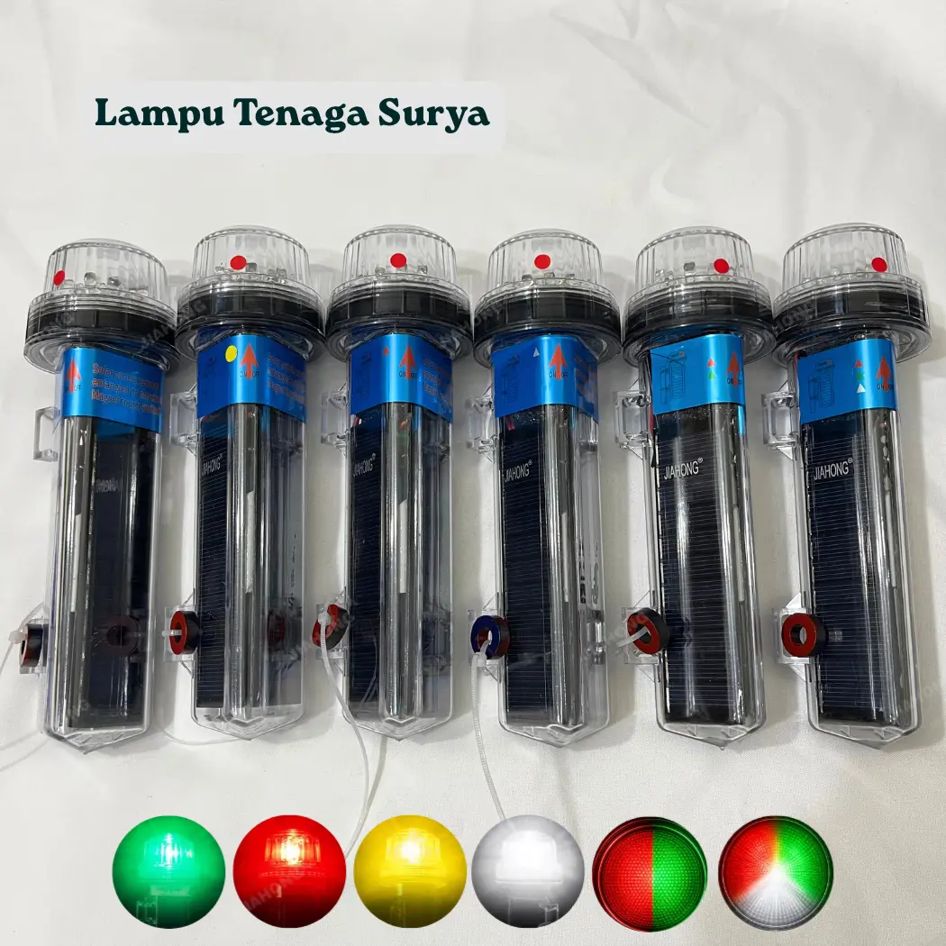 JIAHONG Lampu LED Torpedo Tenaga Surya Lampu Menara Sinyal Kapal Nelayan Tahan Air
