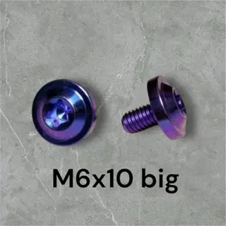 Baut titanium M 6x10 dan 6x15 Big Head drat 10 panjang 10mm/1cm dan 15mm/1.5cm original vietnam