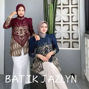Atasan Batik Sarimbit Baju Batik Wanita Lengan Panjang Blus Batik Kantor motif cendani Katun Kerja