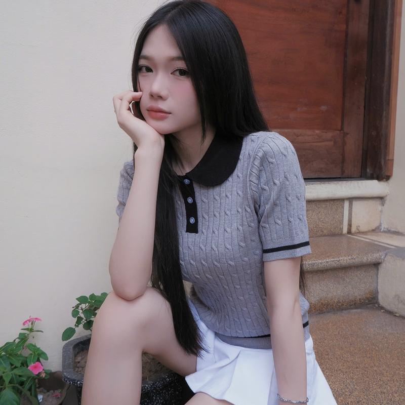 BST hè HTIQUE) DEAL mở bán Áo len cổ sen siêu nhẹ nhàng, Áo len dệt kim nữ kiểu dáng basic HT05