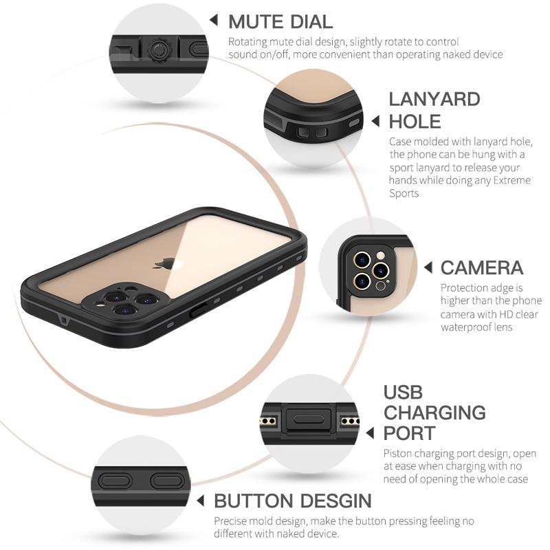 Product Introduction of Ốp Điện Thoại, ARMICO, Chống Nước IP68, Tương Thích Với iPhone 16Pro Max, 16 Pro, 16, 16 Plus, 15 Pro max, 15 Pro, 15 Plus, 14 Pro Max, 14, 13, 12, 11 Pro Max, XS Max, XR, Ốp Áo Giáp Trong Suốt, Thích Hợp Cho Các Môn Thể Thao Dưới Nước Và Ngoài Trời 3