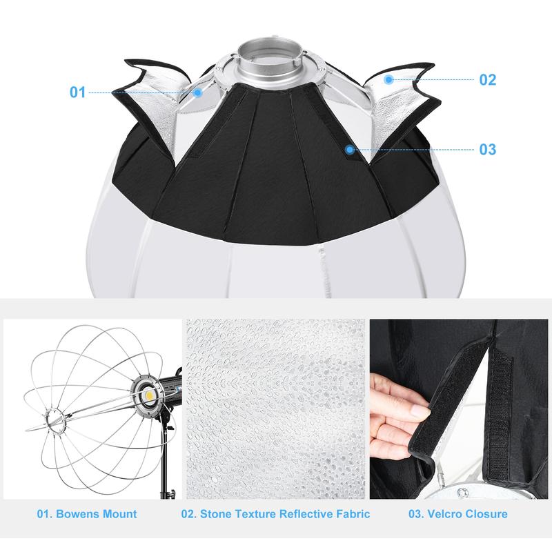PULUZ 65cm Foldable Lantern Softbox SpeedLite Flash Light Foldable Diffuser 3