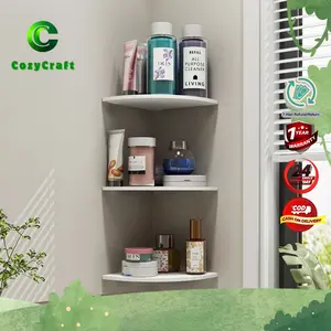 CozyCraft - Rak Sudut Dinding Kamar 3 Susun Penyimpanan Botol Sabun Toples Bumbu Pot Bunga Bingkai Foto Pajangan Lilin Aroma Terapi Rak Minimalis Kekinian Rak Buku Rak Kosmetik Dekorasi Rumah Kontrakan Apartmen Dapur Kamar Mandi Kamar Tidur