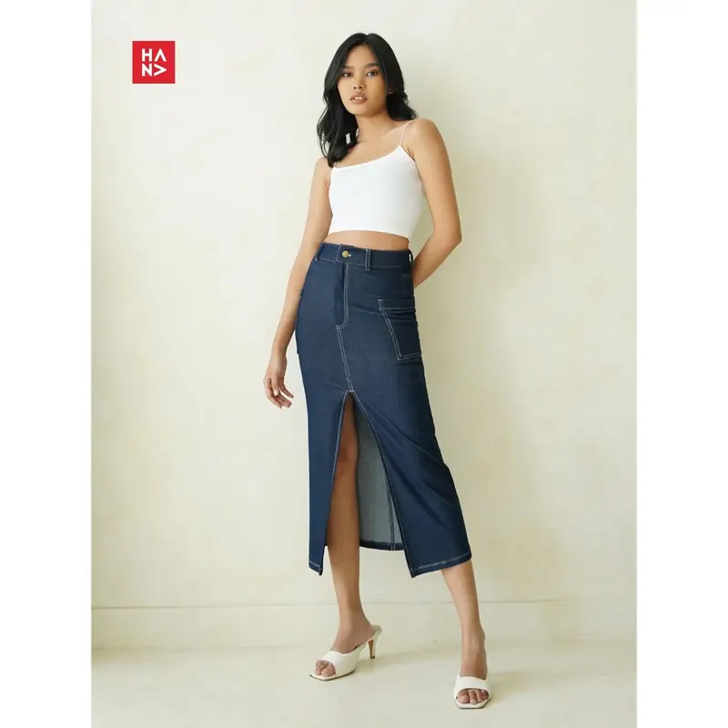 Hana Fashion - Sienna Maxi Skirt/ Rok Panjang Wanita - SK250 Rok Denim 4