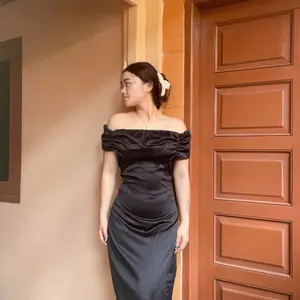 ASA Long Dress Satin Wanita Dress Sabrina Pesta Maxi Gaun