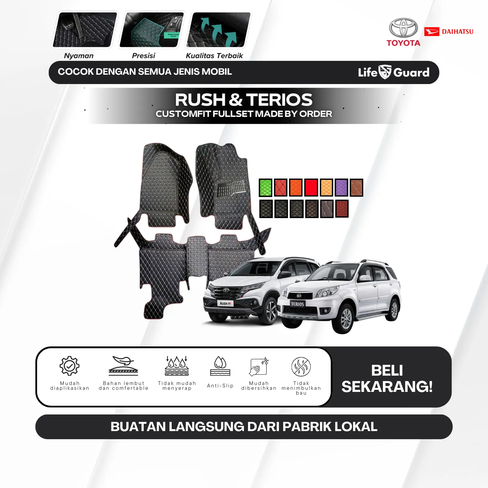 Lifeguard  Interior Karpet 7D Mobil Toyota Rush / Daihatsu Terios Tahun 2006 - Now Fullset Bagasi New - BISA COD
