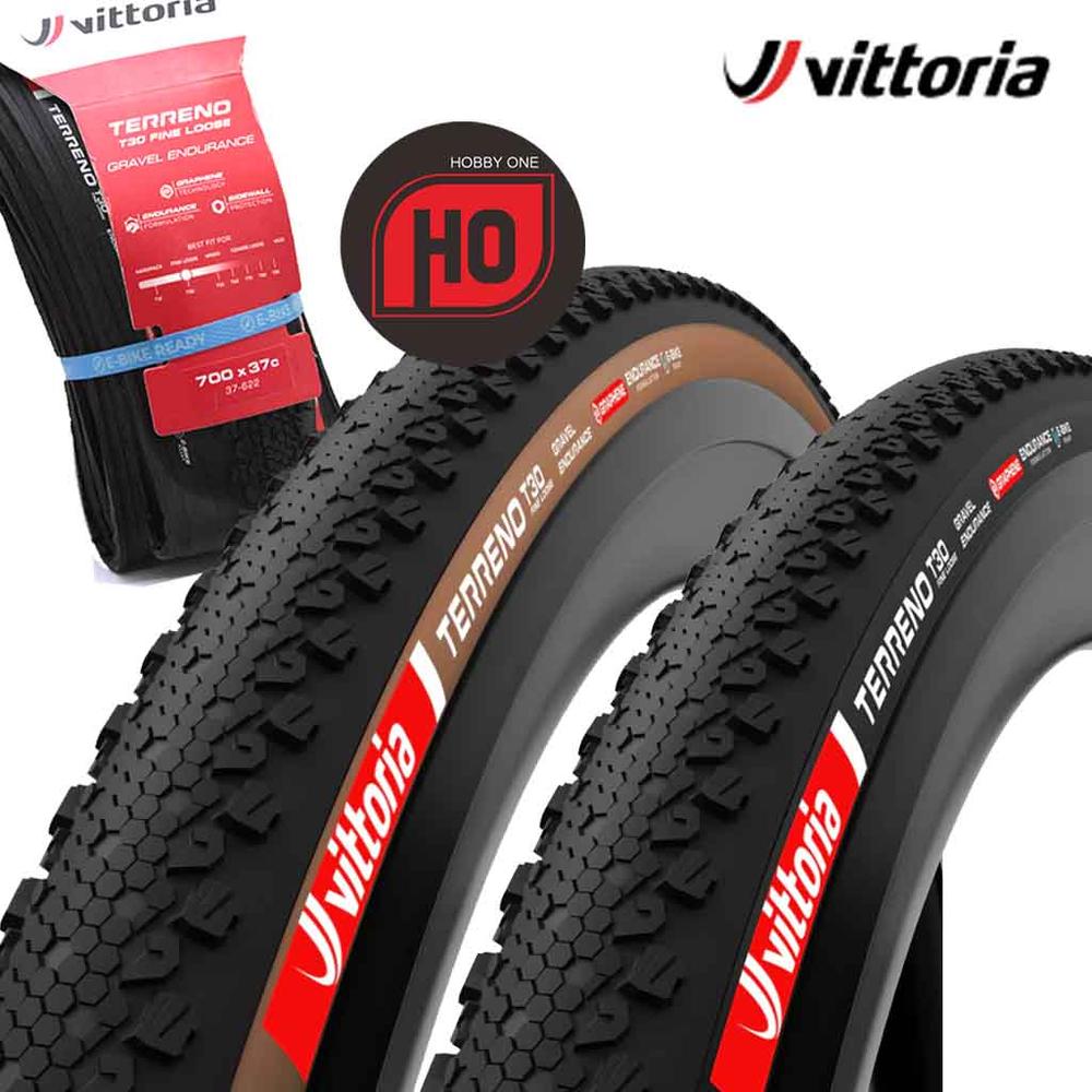 VITTORIA TERRENO T30 FINE LOOSE GRAVEL ENDURANCE G2.0 TLR GRAPHENE TUBELESS READY - Ban Luar Sepeda - Brown Black Black, 700x45c
