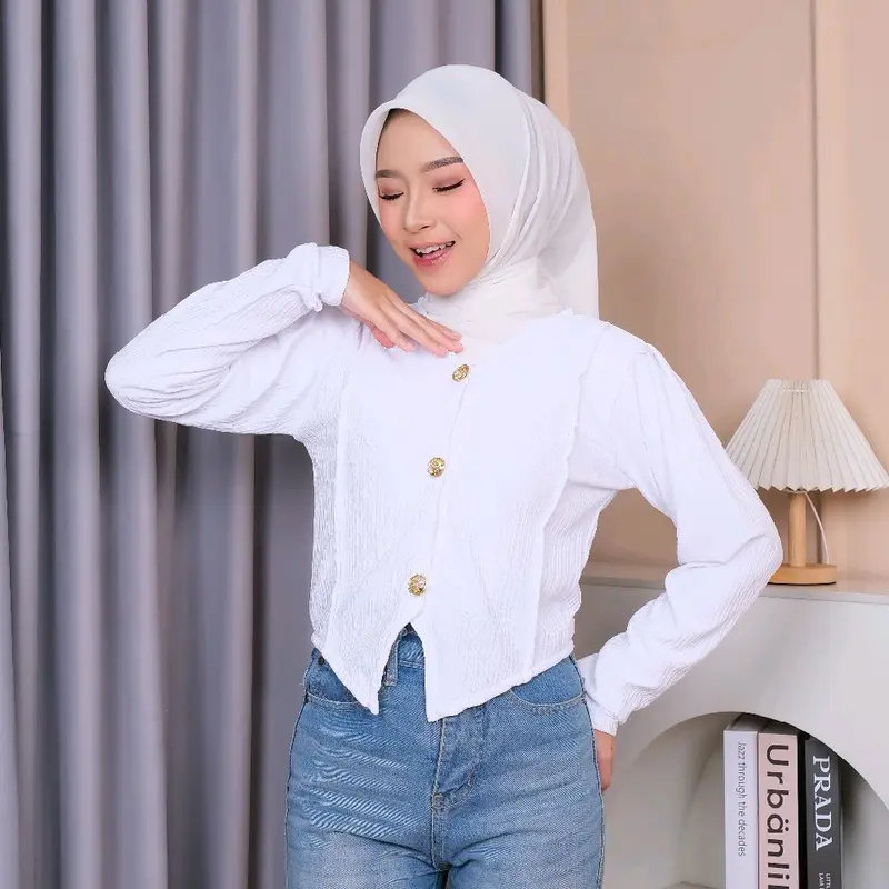 kemeja Atasan Wanita Crop Top Pres Body Casual vest korean style 7