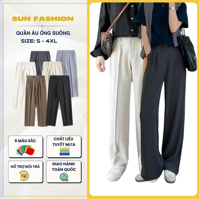 Quần âu ống suông nửa cạp chun 7 màu SUN form suông rộng nam nữ chất vải mềm mịn thoáng mát Ong Menswear