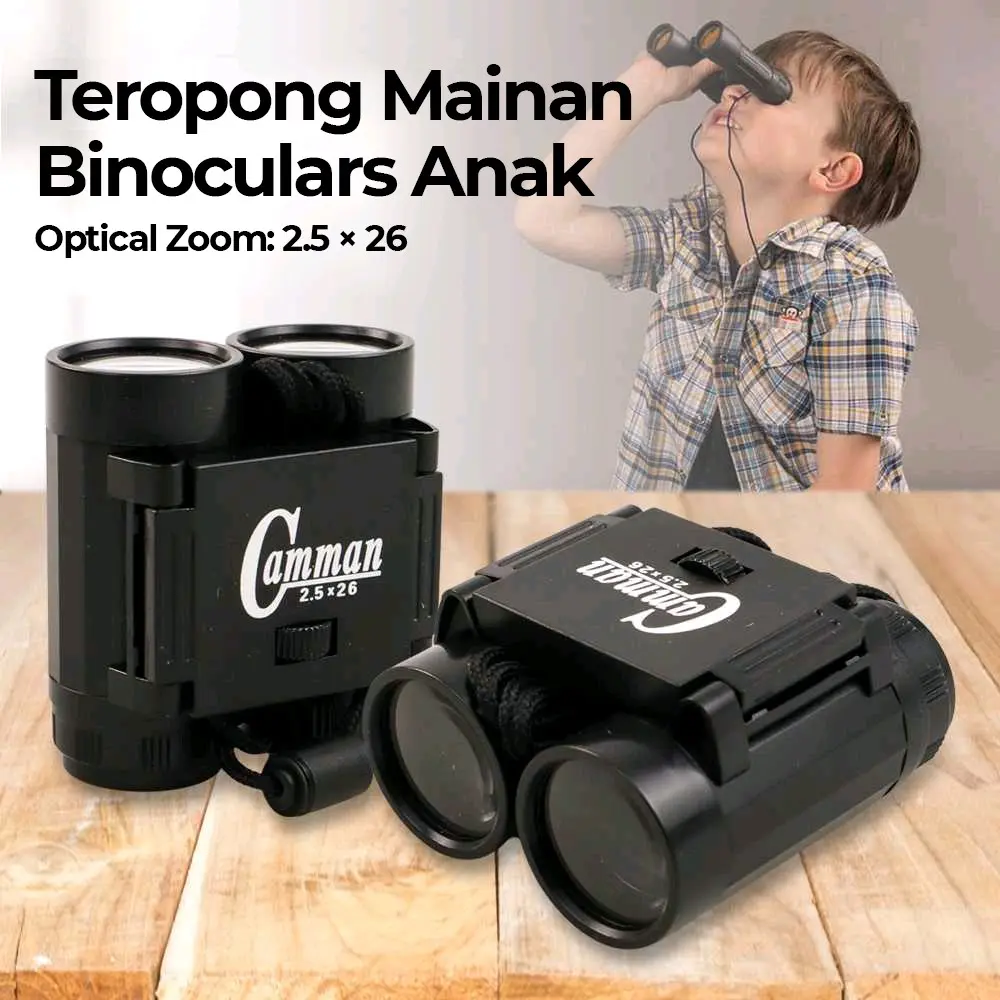 Camman Teropong Mainan Anak Binoculars Telescope 2.5x26 - 1138 - Black Camping