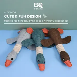 BnQ Mainan Gigit Anjing Angsa Bunyi Squeaky Plush Toy Boneka Lembut Tahan Gigitan Anti Bosan Dog Toy