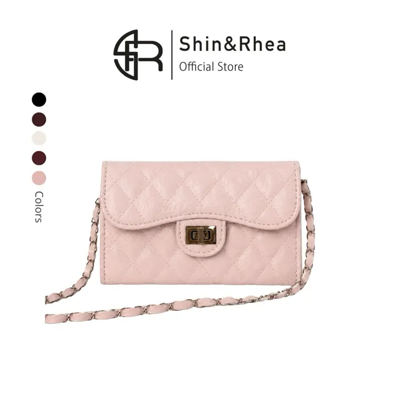 [VÍ DA NHĂN] Ví Đeo Chéo Nữ Mini Shin&Rhea Da PU nhăn nhẹ  – Khóa Xoay Sang Trọng, Size 18x12 Shin&Rhea206