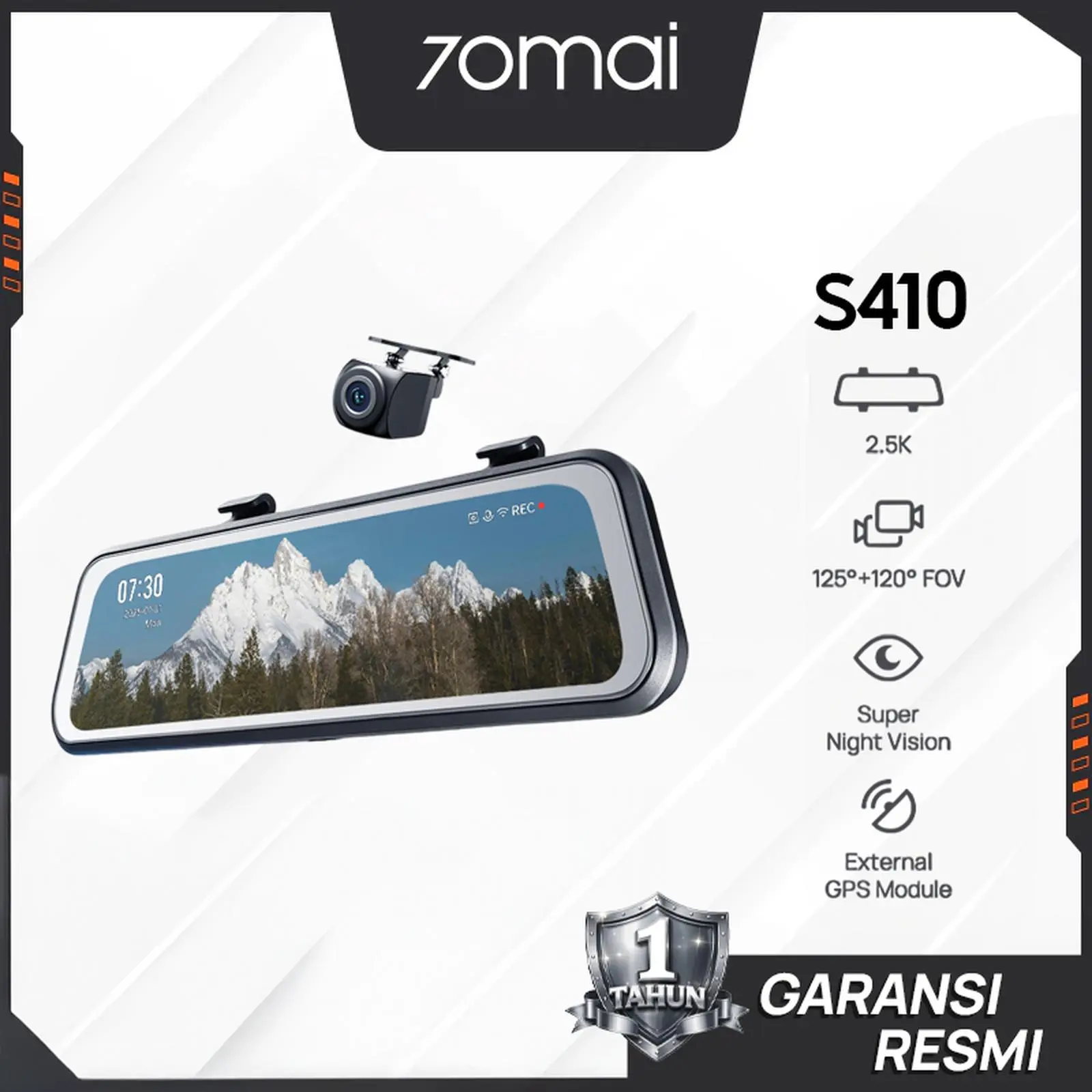 70mai Dash Cam S410 Set 9.35" Full-Laminated Touch Screen 2.5K Resolution External GPS Module Super Night Vision Kamera Mobil