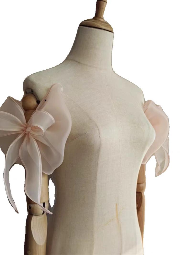 Product Introduction of Đầm cưới, cô dâu tay áo, có thể tháo rời, có nơ, làm bằng Organza, thích hợp cho váy dự tiệc, phụ kiện cho phụ nữ 15