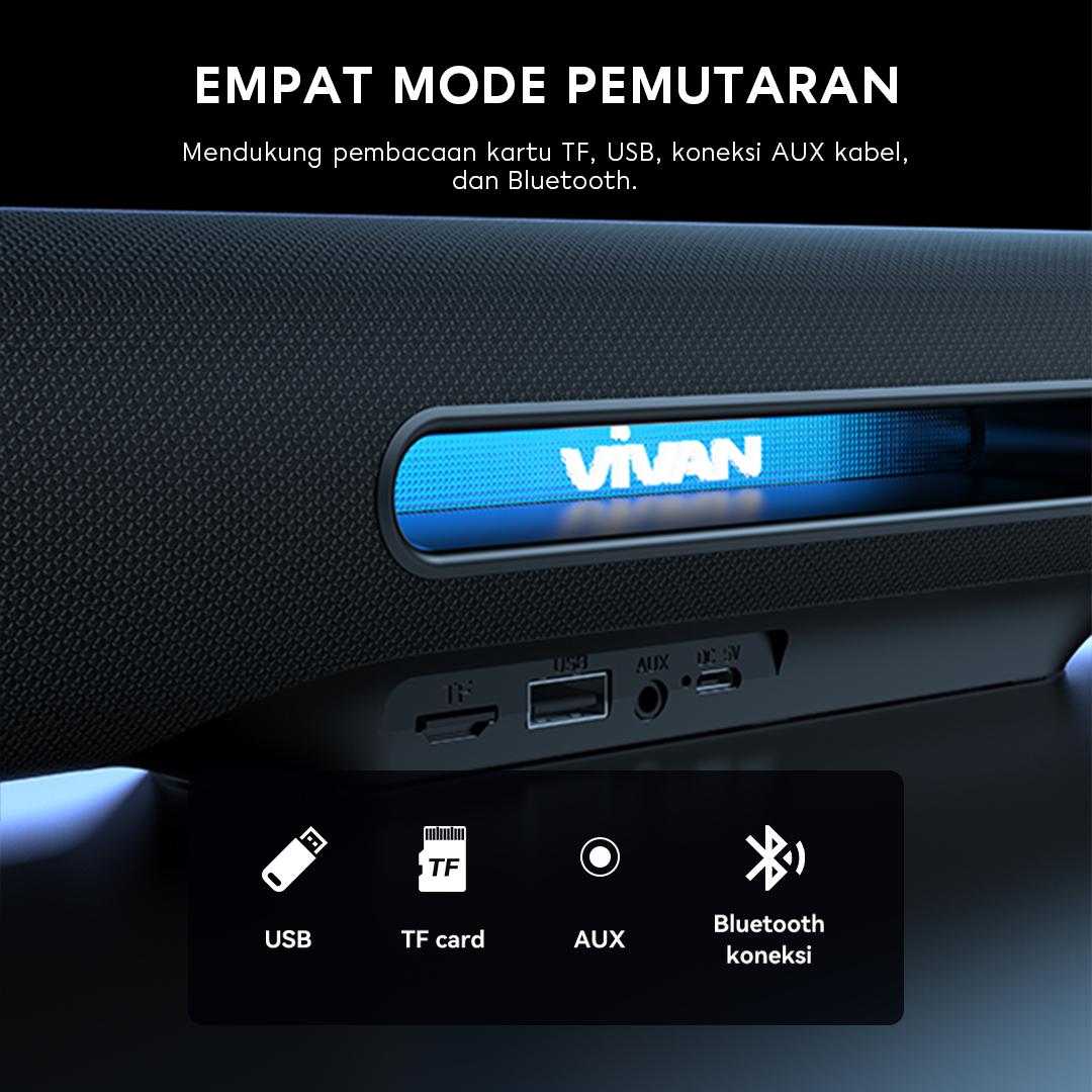 [READY STOCK] VIVAN Soundbar Speaker Bluetooth Wireless Super Bass Lampu RGB TWS Interkoneksi Design Melayang VS31 Garansi 12 Bulan