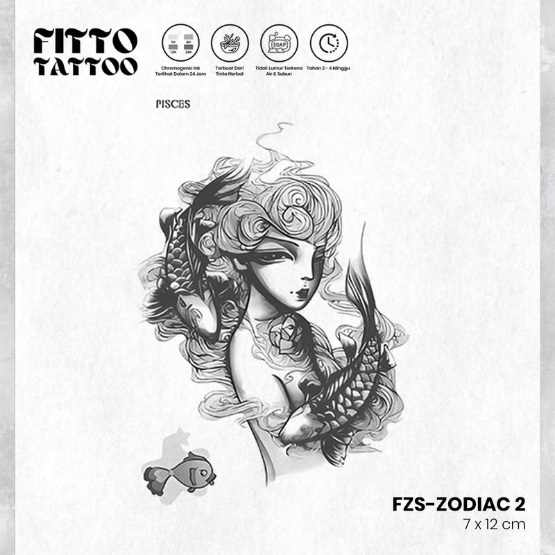 tato temporer premium semi permanen tattoo fruit ink zodiac tatoo zodiak tatto pisces gemini leo taurus Temporary 2
