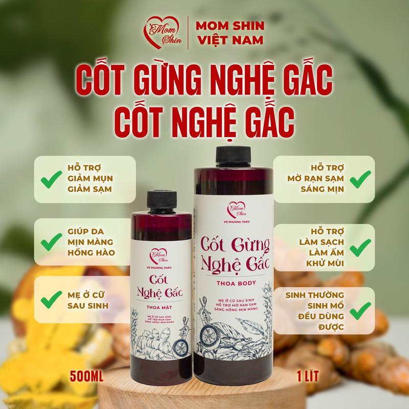    COMBO LỚN CÓ QUÀ   Combo 2 Chai Cốt Gừng Nghệ Gấc MOM SHIN | Gồm 1 Chai Gừng Nghệ Gấc Thoa BODY 1000ml  1 lít  & 1 Chai Nghệ Gấc Thoa MẶT 500ml | Hỗ Trợ Chăm Sóc Da Cho Mẹ Sau Sinh Ở Cữ Hiện Đại 4.0 Làm Đẹp Da Nữ Women 
