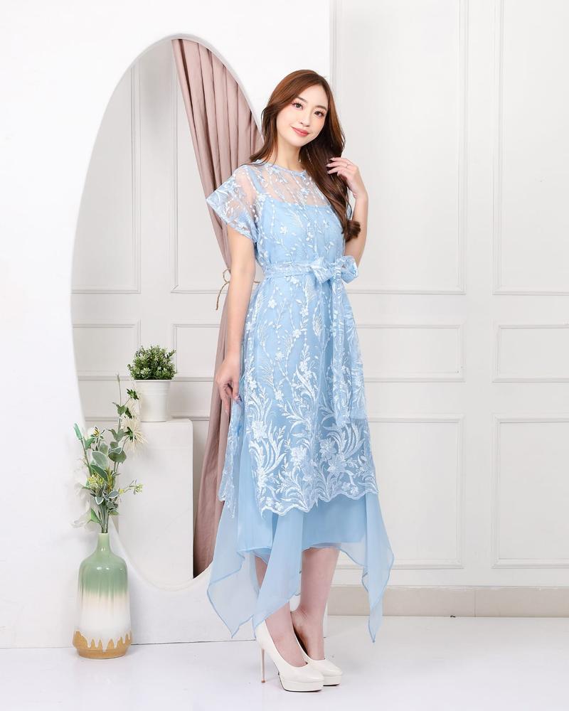 Product Introduction of Dress 2in1 CHRISCELLA ( Real Pict ) Outer + Inner 2 Ukuran 5 Opsi Warna Outfit Baju Pesta Cocok Untuk Hari Raya Elegan Mewah Bisa COD KR 18
