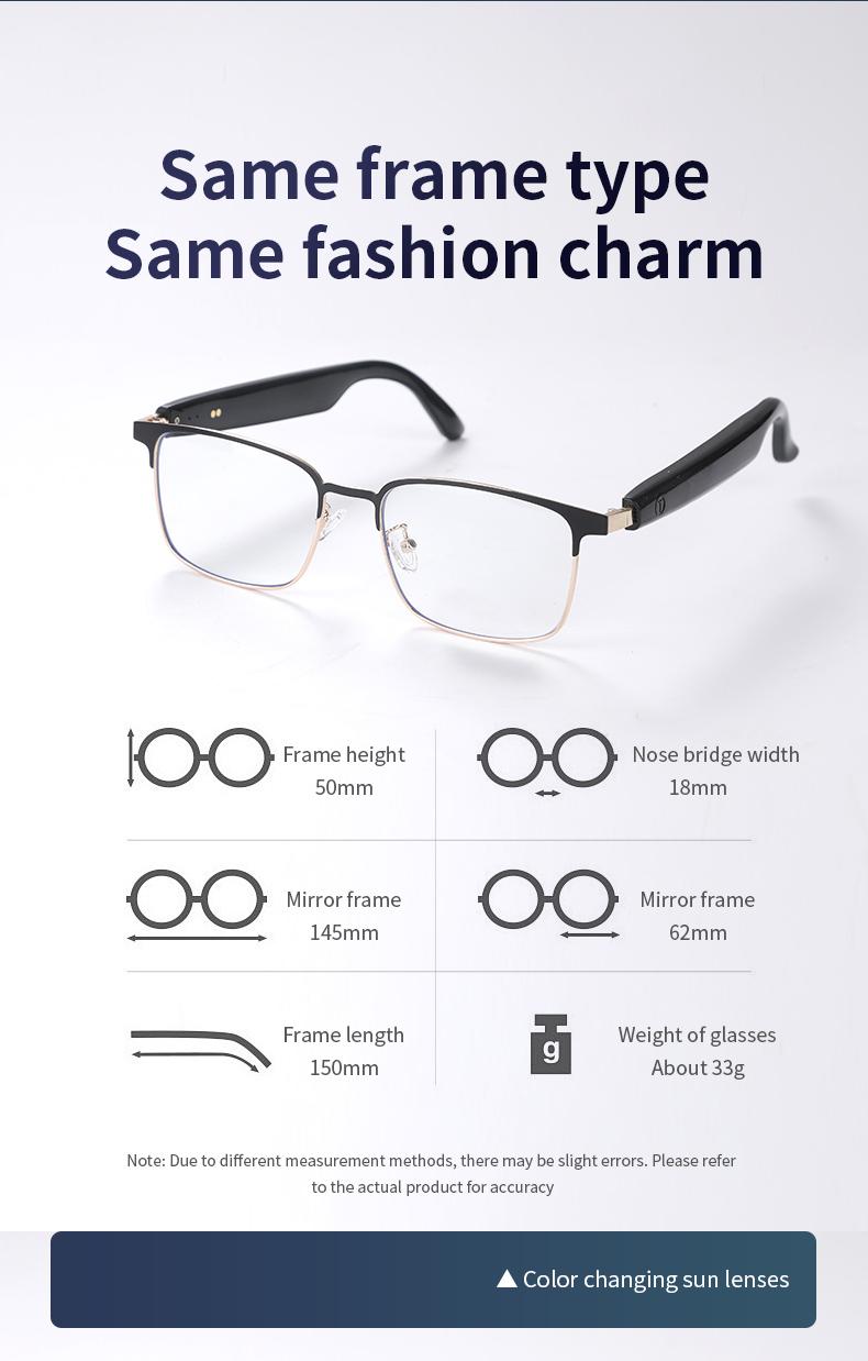 Product Introduction of GS06 Smart Glass with Voice Assistant, Built-in Speaker, and Mic, Photochromic Blue Light Filtering Lenses, Open Ear UV Protection Bluetooth Sunglasses for Sport 19